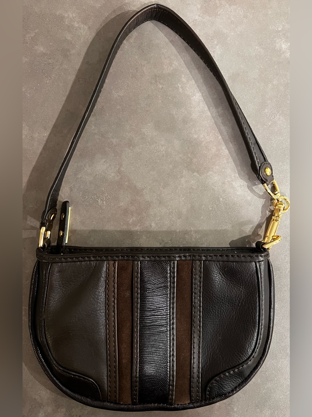 ⚡️Michael Kors Y2K Vintage Small Brown Leather Shoulder Bag Purse Gold Hardware